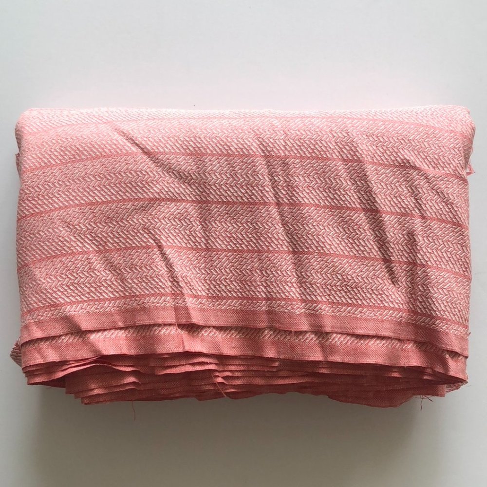 Fabric piece striped coral white with hem 228 in x 61 in
